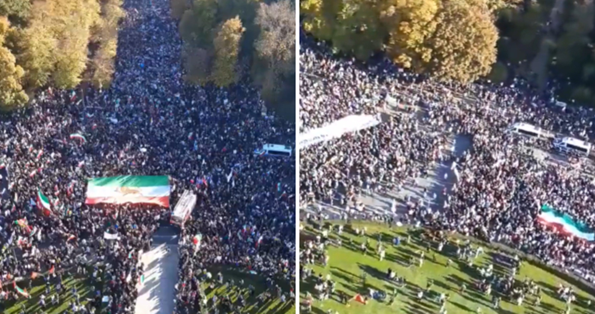 É #FAKE que vídeo mostre multidão durante protestos no Irã; registro ocorreu em 2022 em Berlim